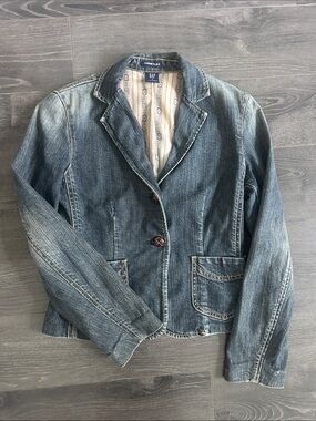 ✨ Vintage GAP Dark Wash Denim Blazer Jacket Y2K Indie Sleaze Preppy Chic /Size 0